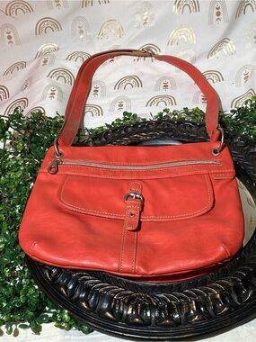 Relic Coral Red Leather Shoulder Bag